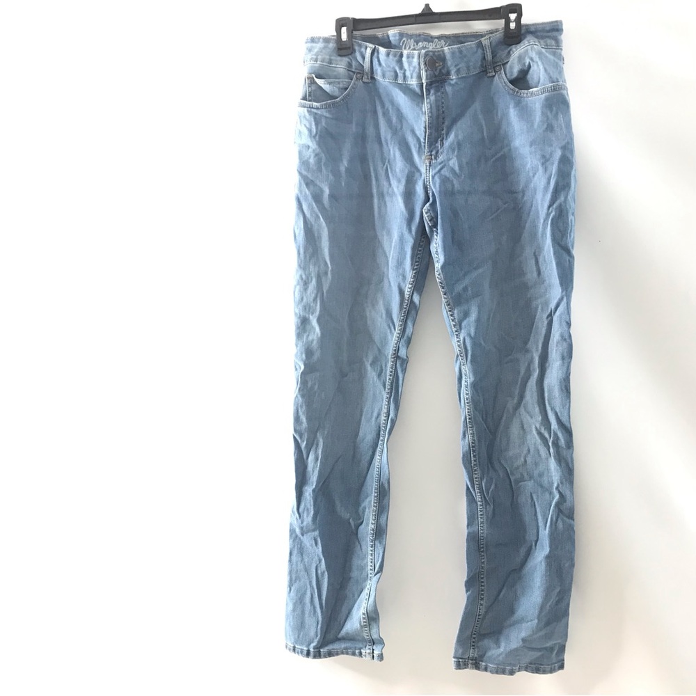 Wrangler Jeans Womens 15/16x36 Blue Straight Leg Mid Rise Light Wash Denim